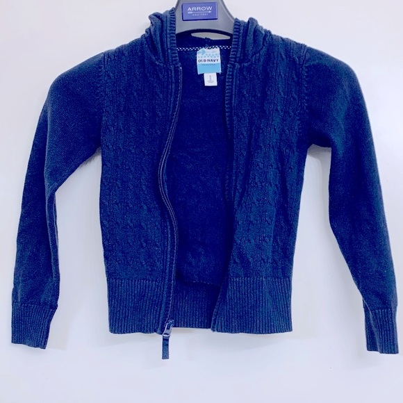 Old Navy zipper sweater with hood. Blue child size medium. - Picture 1 of 4
